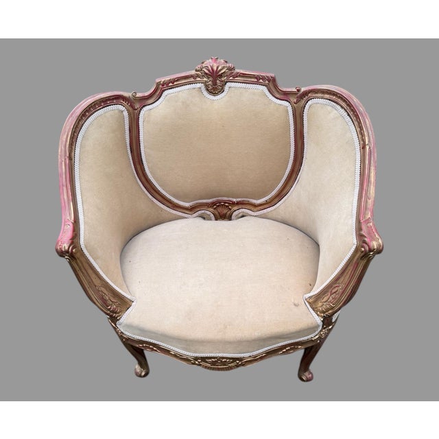 Gold Set of 3 Matching Vintage French or Italian Style Petite Bergere Chairs For Sale - Image 8 of 12