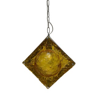 Pendant Light with Double Murano Plates attributed to Mazzega, 1960s For Sale