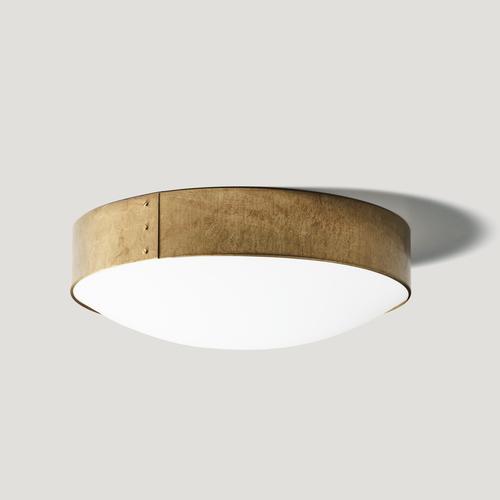Small Modern Raw Brass and Opal Acrylic Svep Ceiling Lamp from Konsthantverk, Sweden For Sale - Image 4 of 7