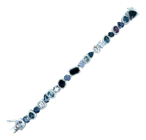 Spinel Diamond 14k White Gold Halo Tennis Bracelet