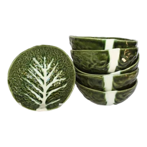 Belo Faiancas Portugal Green Cabbage Bowls- Set of 6