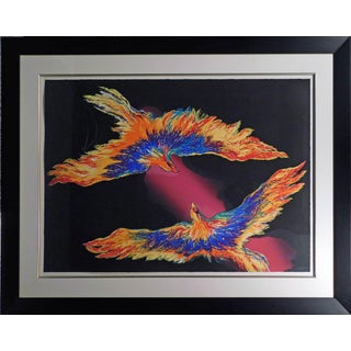 1990s Bonny Leibowitz "Untitled" Serigraph Eagles on Paper Custom Framed Hand Signed For Sale