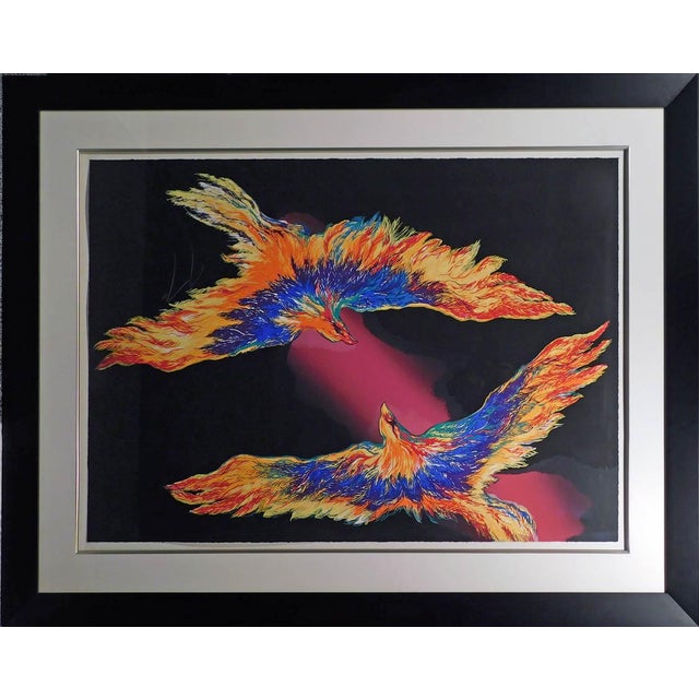 1990s Bonny Leibowitz "Untitled" Serigraph Eagles on Paper Custom Framed Hand Signed For Sale