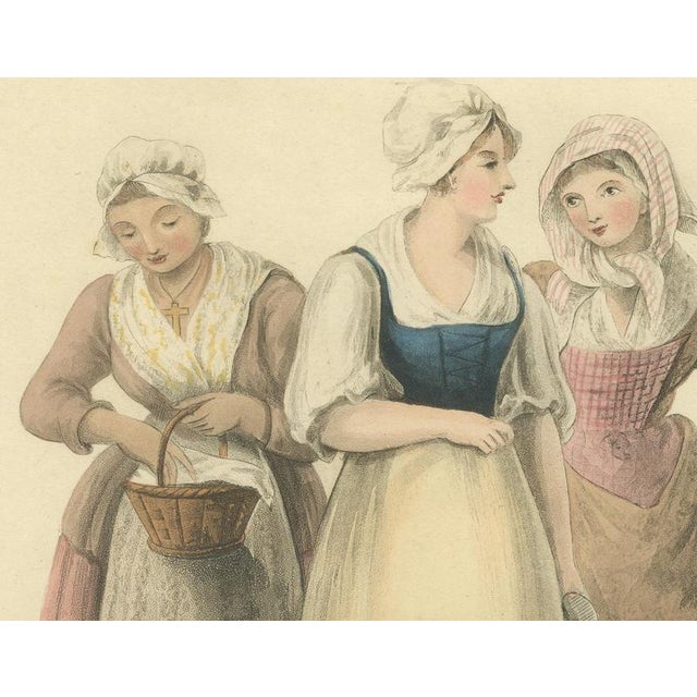 Miss Semple, Girls Near Valenciennes, French Regional Dress, 1817, Engraving For Sale - Image 4 of 9