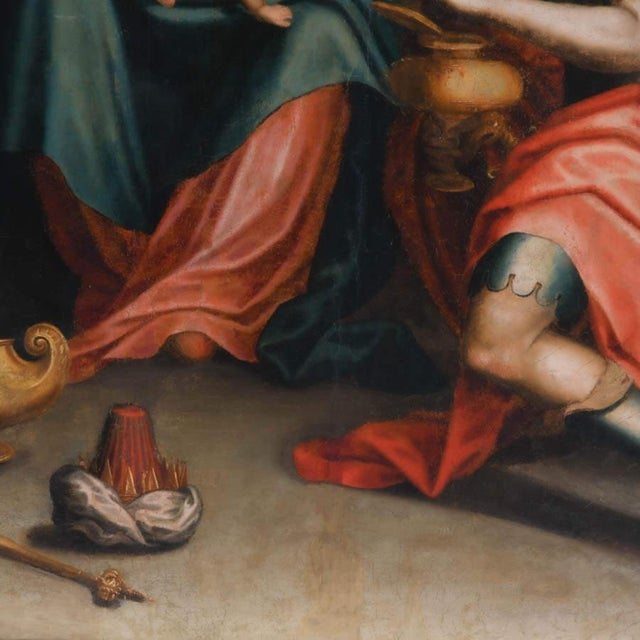 Early 20th Century Antique Framed Adoration of the Magi Oil on Board For Sale - Image 4 of 10