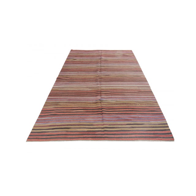 Vintage handwoven decorative kilim rug from Denizli region of Turkey. Approximately 50-60 years old. In very good condition.