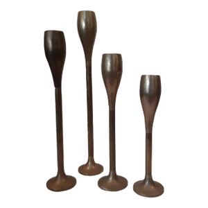 Vintage Brass Wine Cup Teardrop Candleholder Candlesticks Set 4