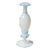 Antique Murano White Zanfirico Ribbons Sky Blue Detals Italian Art Glass Footed Flower Vase For Sale