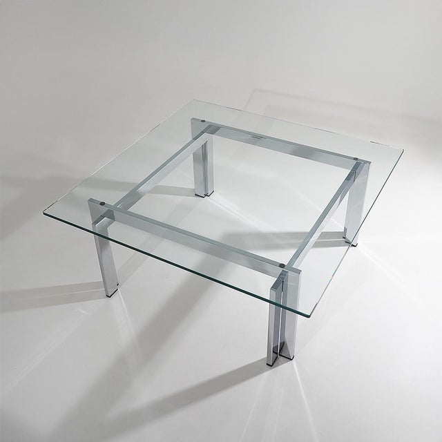 Square Coffee Table in Glass and Steel, 1970s For Sale - Image 12 of 12