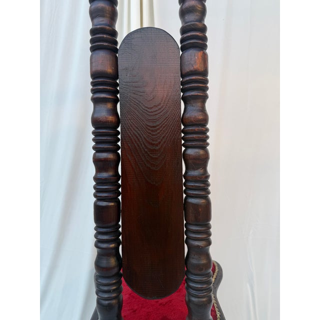 Antique Victorian Jacobean Revival High-Back Bobbin Turned Chair With Crimson Velvet For Sale - Image 12 of 13