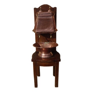 Antique Copper Fountain on Oak Base For Sale