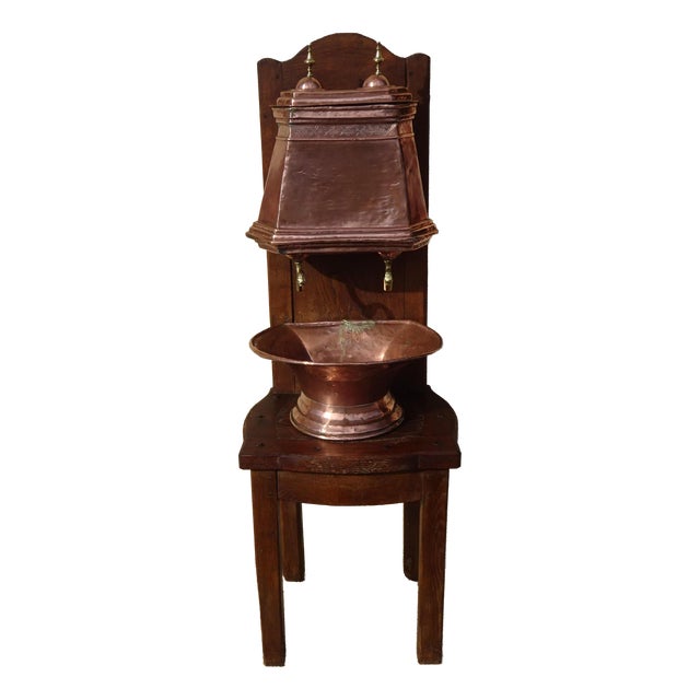 Antique Copper Fountain on Oak Base For Sale