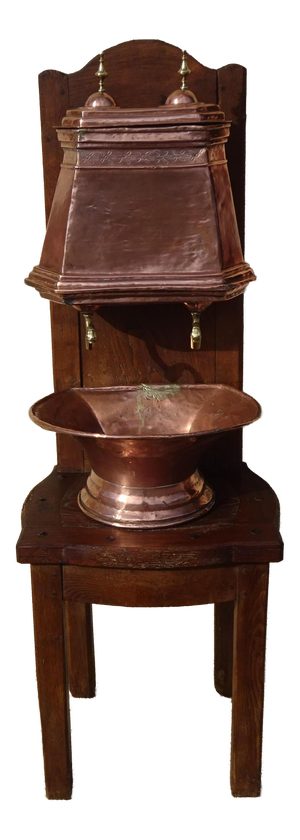 Antique Copper Fountain on Oak Base