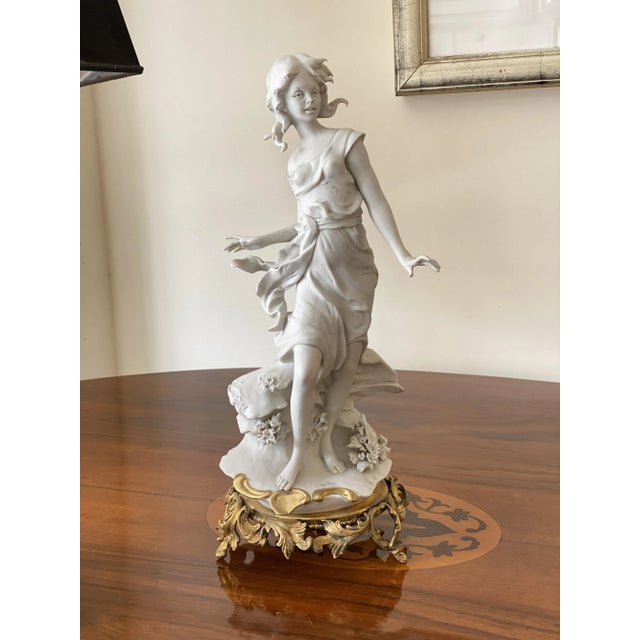 1940s Vintage Italian Biscuit Porcelain & Bronze Figurine by Barbella For Sale - Image 5 of 18