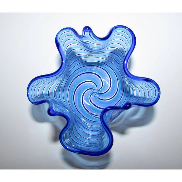 1990s Vintage Murano Style Art Glass Fazzoletto Handkerchief Vase For Sale - Image 5 of 6