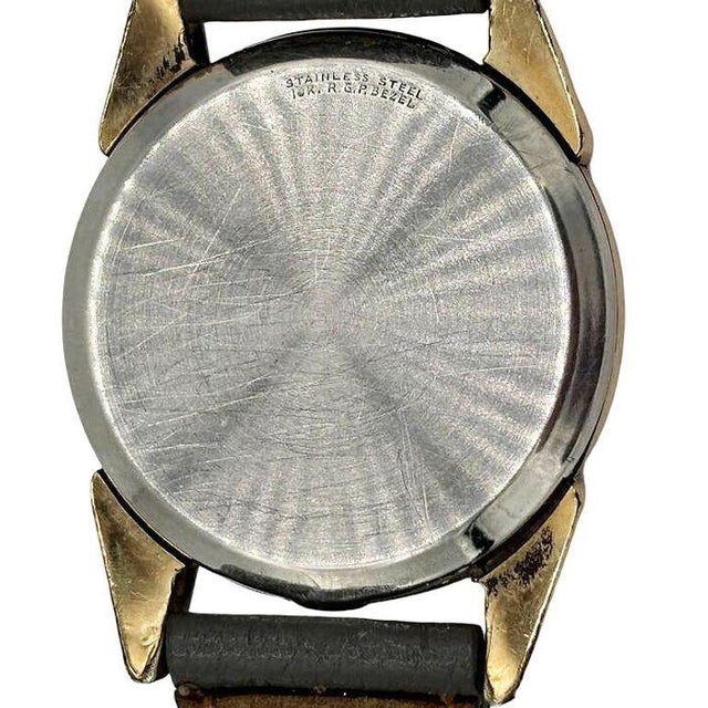 Metal 1970s 10k Geneva Sunburst Automatic Swiss Watch W/ Calfskin Band For Sale - Image 7 of 11