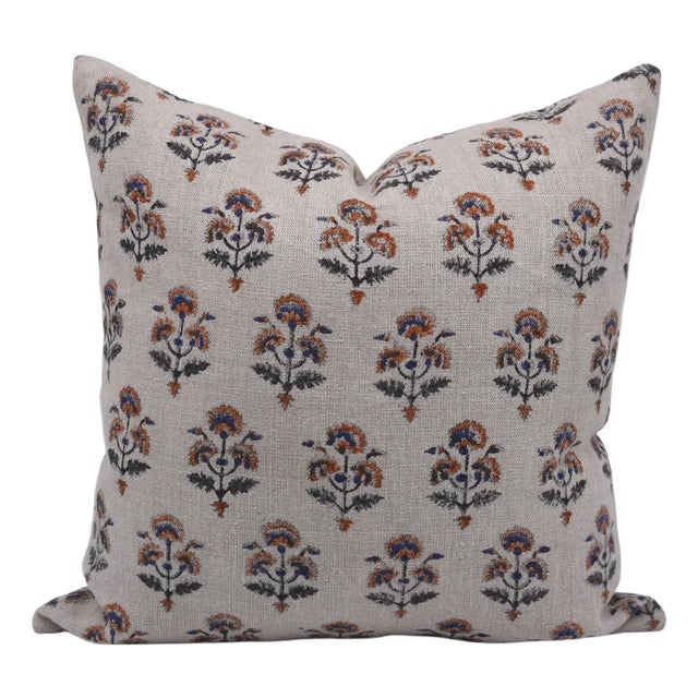 Fabdivine Block Print Pillow Cover in Thick Linen 20x20 Inches, Traffic Light For Sale