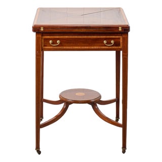1910s Edwardian Mahogany Envelope Card Table For Sale
