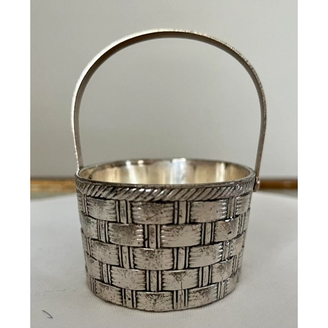 1960s Vintage Raimond Silverplate Petite Woven Basket With Hinged Handle For Sale - Image 5 of 8