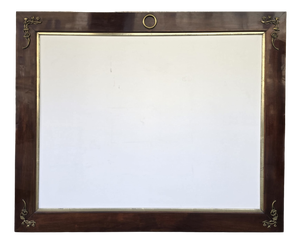 Art Nouveau Mahogany Picture Frame with Brass Floral Mounts, Austria, 1900s