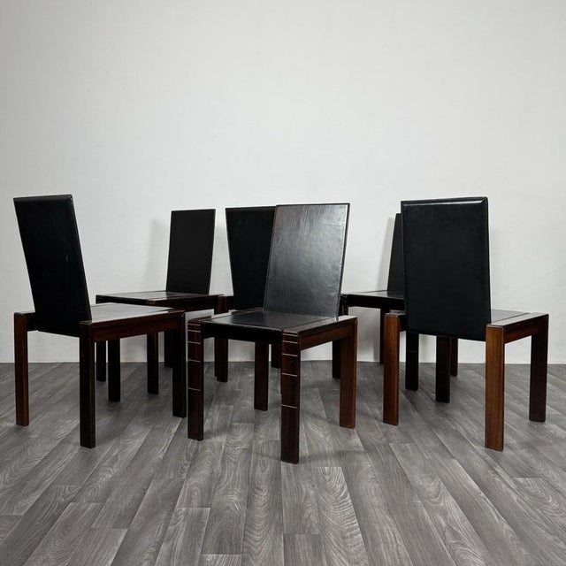 1970s Mid-Century Modern Rosewood Dining Chairs in the style of Afra & Tobia Scarpa, 1970, Set of 6 For Sale - Image 5 of 15
