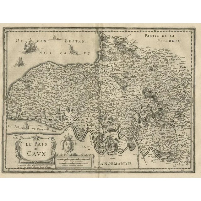 Antique map 'Le Pais de Caux'. Decorative map of the region of Pays de Caux, France. This map originates from 'Atlas...