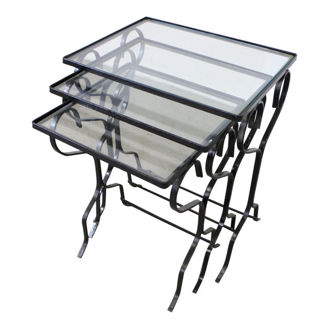 Set of 3 Wrought Iron Meadowcraft Dogwood Iron Outdoor Patio Nesting