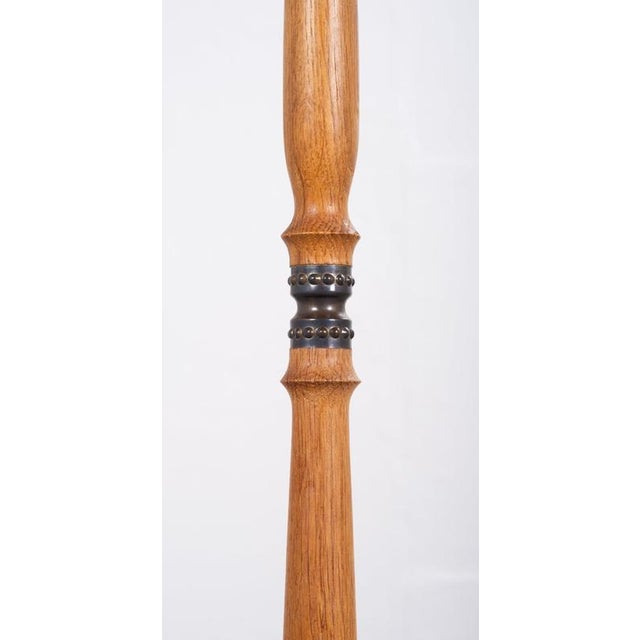Danish Teak and Brass Floor Lamp with Original Shade, 1960s For Sale - Image 4 of 8