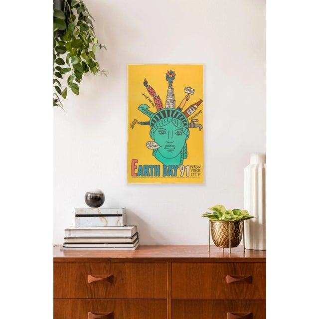 Seymour Chwast Earth Day 1991 New York City - Vintage Pop Art Poster by Seymour Chwast For Sale - Image 4 of 4