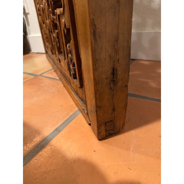 Antique Chinese Carved Hardwood Architectural Panel, Late Qing Dynasty, Framed For Sale - Image 9 of 10