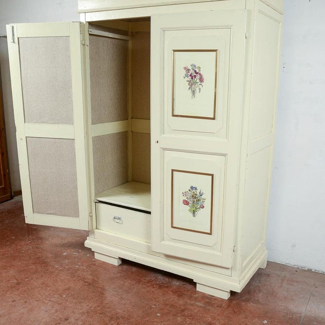 Textile 19th‑Century Two‑Door Wardrobe with Internal Drawer and Moulded Details For Sale - Image 7 of 18