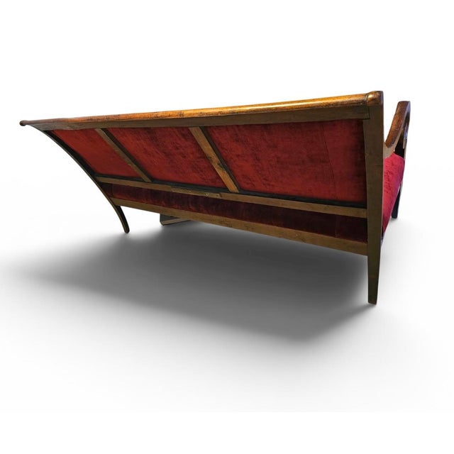 French French Louis Philippe Style Walnut Settee in Burgundy Velvet, C. 1900-1930 For Sale - Image 3 of 5