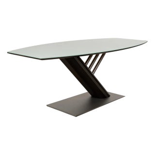 Glass Dining Table in Silver from Musterring For Sale