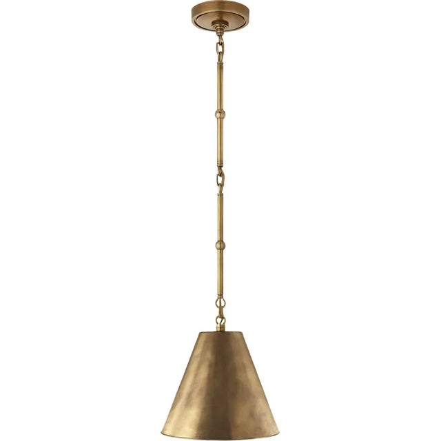 Transitional Thomas O'Brien for Visual Comfort Signature Goodman Petite Hanging Shade in Hand-Rubbed Antique Brass with Hand-Rubbed Antique Brass Shade For Sale - Image 3 of 4