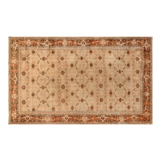 19th Century Indian Agra Beige and Brown Rug For Sale