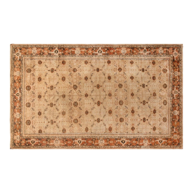 19th Century Indian Agra Beige and Brown Rug For Sale