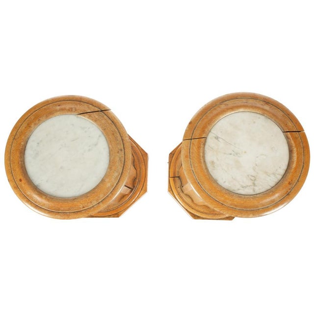 English Cylinder Marble Top Bedside Commodes, a Pair For Sale In Tampa - Image 6 of 7