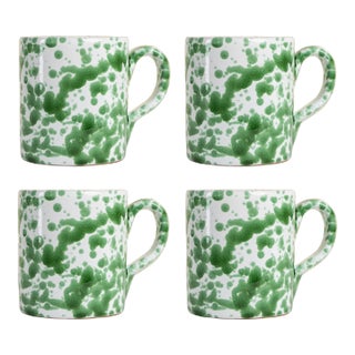 Taverna Speckled Mug, Green / White, Set of 4 For Sale