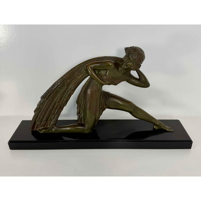Demètre H. Chiparus, Art Deco Sculpture of Woman with Drapery, 1928, Bronze on Marble Base For Sale - Image 3 of 17
