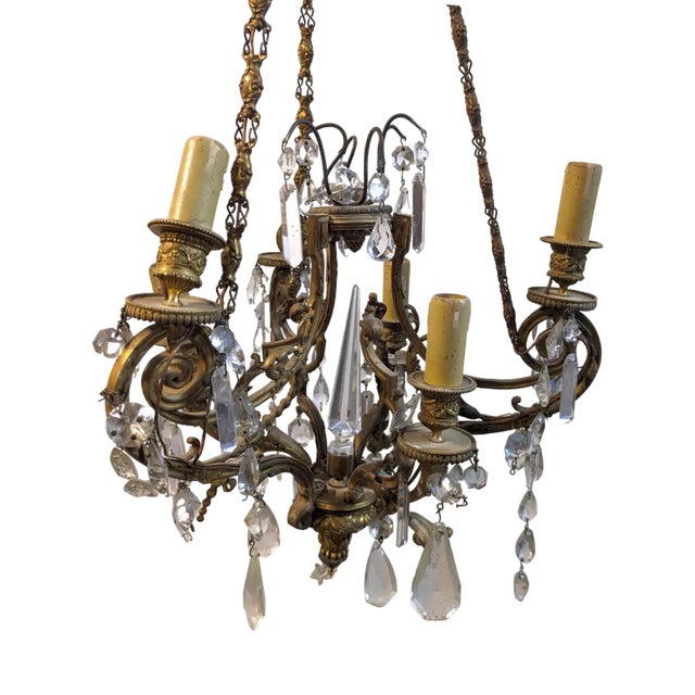19th Century Bronze Chandelier with Tassels For Sale
