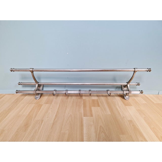 Metal Art Deco Wall-Mounted Coat Rack in Nickel-Plated Brass, 1920s For Sale - Image 7 of 15