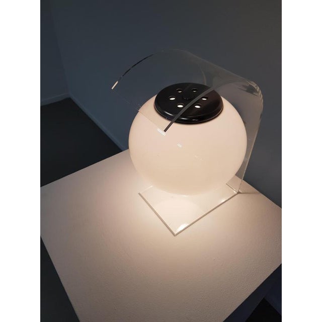 White Acrylic and Glass Table Lamp, 1980s For Sale - Image 8 of 16