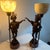Metal Mid-20th Century Venetian Style Figural Bronze Blackamoor Table Lamps on Red Marble Bases - A Pair For Sale - Image 7 of 9