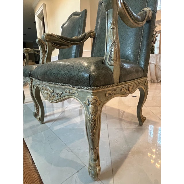 Green Set of 2, Century Furniture High Back Arm Chairs For Sale - Image 8 of 12