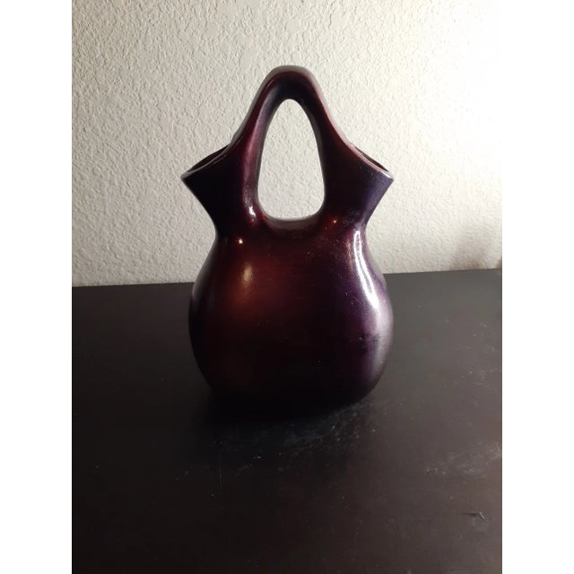 1960s 1960s Pueblo Ceramic Purple Iridescent Wedding Vase Made in Mexico For Sale - Image 5 of 7