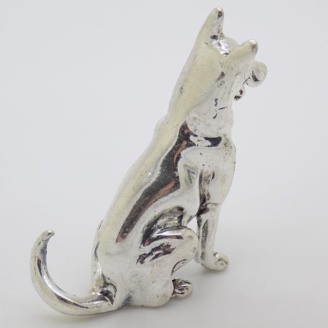 Metal Vintage Italian Handmade Genuine Sterling Silver 925 German Pastor Dog Figurine, 1980s For Sale - Image 7 of 12