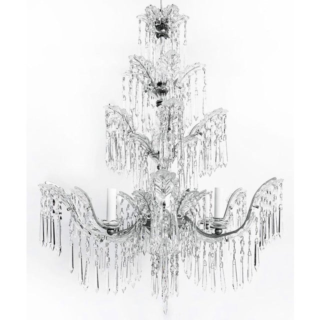 Mid 20th Century Fine Quality Six-Arm Crystal Chandelier, Schoenbeck Lighting Attributed For Sale - Image 9 of 9