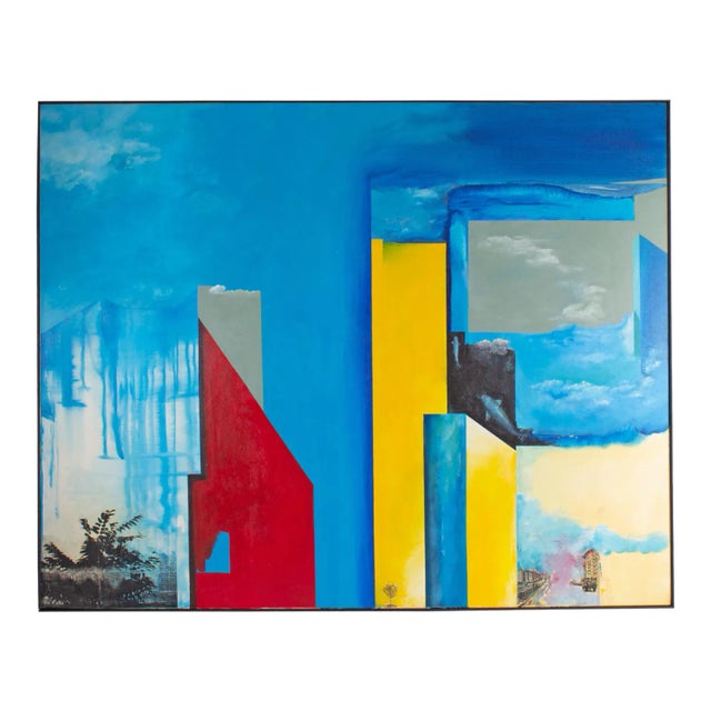 1999 Abstract Mixed Media Painting and Collage on Canvas by Anthony Louis Popcheff For Sale