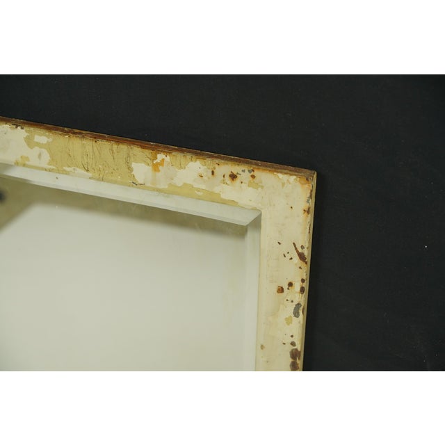 Mid 20th Century Mid 20th Century Reclaimed Tan Steel Medicine Cabinet Door Beveled Wall Mirror For Sale - Image 5 of 8
