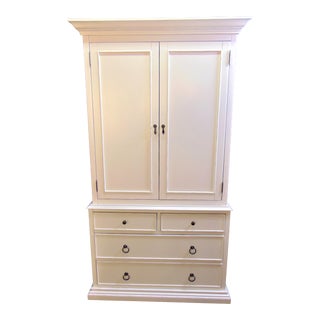 Ballard Designs Shabby Chic White Linen Press For Sale